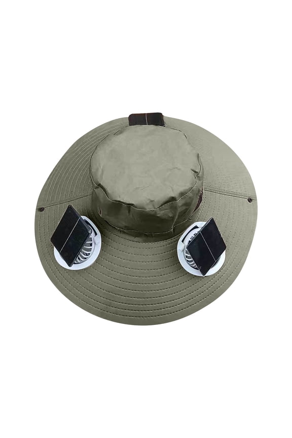 Wide Brim Solar Fan Fishing Hat for Men 3 Speed Adjustable Dual Fan Sun Hat, UV Protection Breathable Outdoor Summer Hat