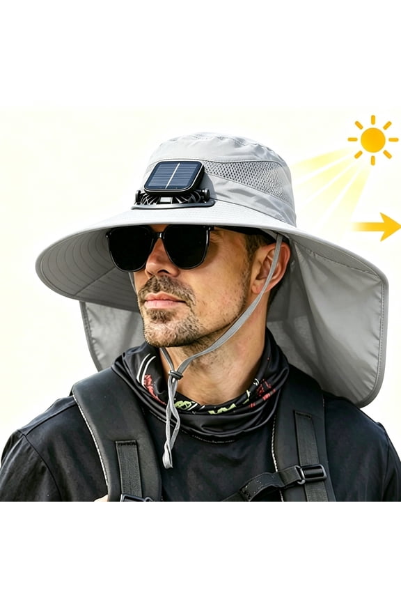 Wide Brim Solar Fan Hat Clearance,Fishing Hat with 2 Solar Fan Built in, 3 Speed Solar Powered Fan Hat,Outdoor Sun Hats for Men Women Hat,Usb & Solar Powerd Two Modes of Energy Supply