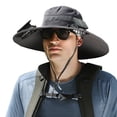 thumbnail image 1 of Wide Brim Solar Fan Hat,Fishing Hat with 2 Solar Fan, 2 Charging Mode Solar Powered Fan Hat, USB Rechargeable Outdoor Sun Hats for Men Women Hat with Fan, 1 of 4