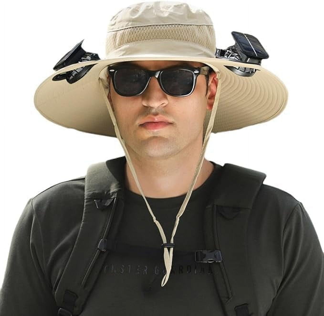 Wide Brim Solar Fan Hat, Hat with Fans Solar Power for Men Women, Solar ...
