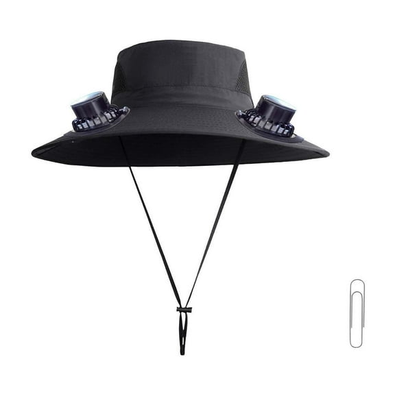 Wide Brim Solar Fan Hat, Hat with Fans Solar Power for Men Women, Solar & USB Charging Sombrero Con Ventilador Solar
