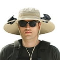thumbnail image 1 of Wide Brim Solar Fan Hat, Outdoor Fishing Hat with 2 Fans Solar Power, Waterproof Outdoor Hiking Camping Fishing Hat Gift for Man Father, 1 of 10