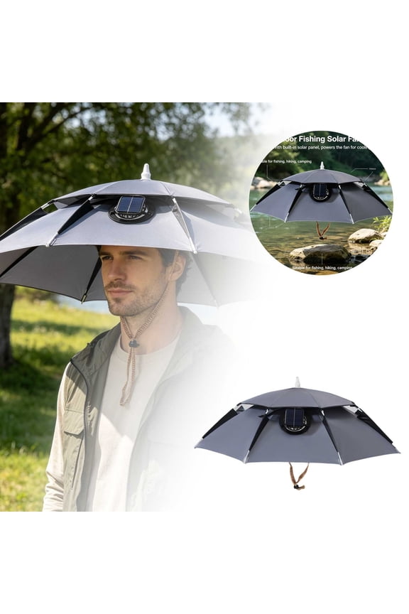 Wide Brim Solar Fan Hat,Outdoor Fishing Umbrella Hat With Solar Fan Built In,New Endurance Breathable Solar Fan Hat - 3 Speed Adjustable