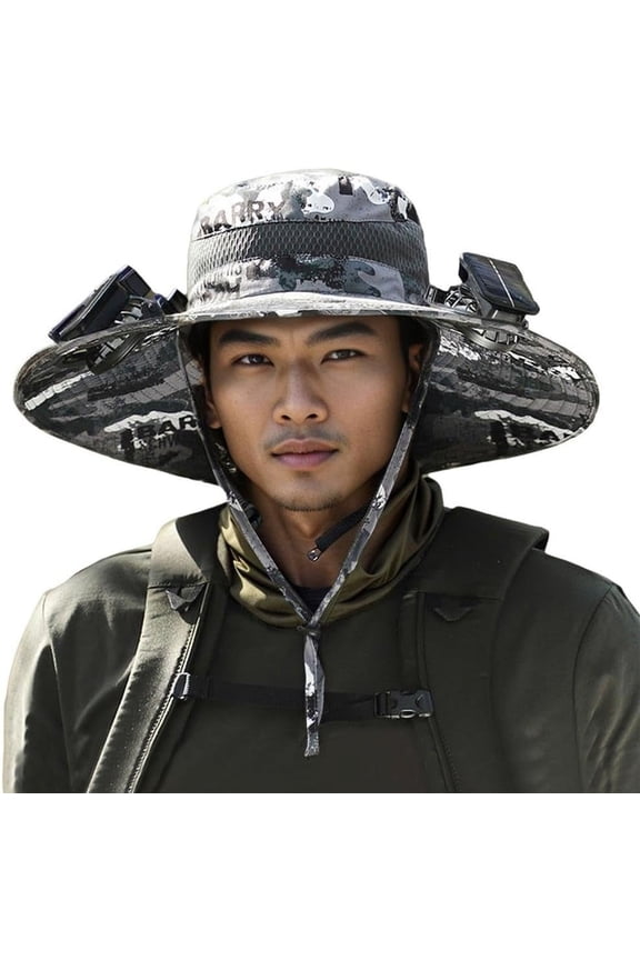 Wide Brim Solar Fan Hat,Wide Brim Solar Fan Outdoor Fishing Hat-Solar & USB Charging,Solar Powered Fan Hat, Fishing Hat for Men, Solar Powered Fan Fishing Hats,Outdoor Wide Brim Sun Hat with Fan