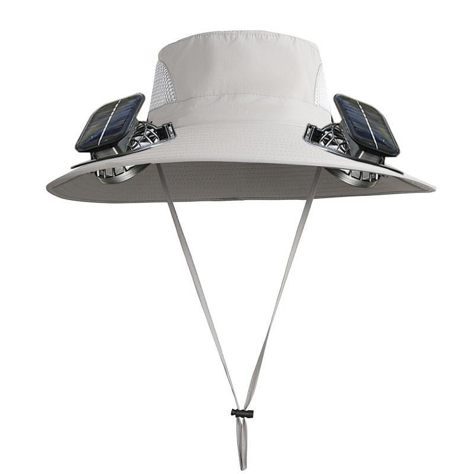 Sonnenhut Mit Ventilator & Solar + USB-Aufladung - Breite Krempe, 3 Windstärken - Outdoor & Angeln