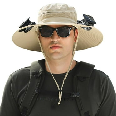Wide Brim Solar Fan Outdoor Fishing Hat, Mens Sun Hat with 2 Solar Fan Fishing Hats, Sunscreen Sun Hat with Fan Solar Fan Hat X1S2