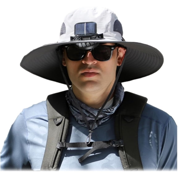 Wide Brim Solar Fan Outdoor Fishing Hat-Solar & USB Charging, Garden Beach Fisherman Sun Hat