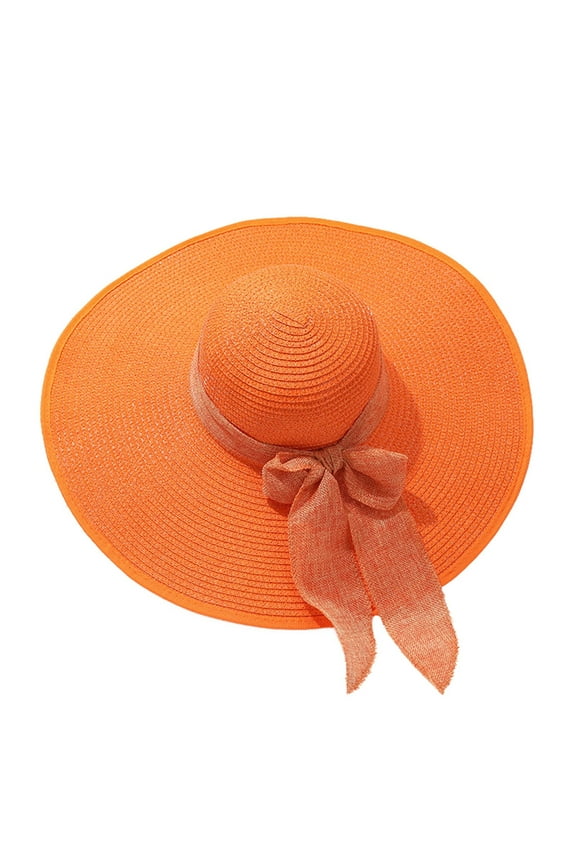 Wide Brim Straw Beach Hat Women's Wide Brim Straw Beach Hat - Upf Sun Protection Orange Fisherman Hat for Vacation & Outdoor, Orange One Size