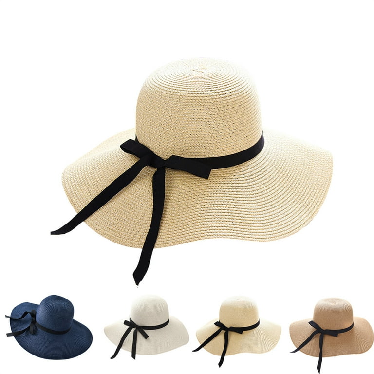 Wide Brim Straw Hat Summer Hat for Men and Women Ribbon Decoration