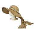 thumbnail image 1 of Wide Brim Straw Hat w/ Polka Dot Chiffon Ribbon - Brown - HT-SHT2412BN, 1 of 1