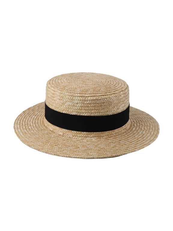 Wide Brim Straw Hats for Women Men Brim Boater Hat Summer Beach Sun Hat Amish hat Beige Sun Hat Seaside Beach Hat
