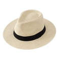 thumbnail image 1 of Wide Brim Straw Sun Hat Panama Style Beach Hat for Men and Women, Summer Travel, 1 of 3