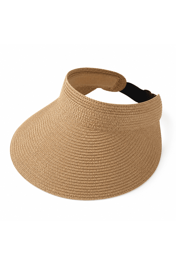 Wide Brim Straw Sun Hat for Women Open Top Raffia Grass Beach Hat Breathable Roll-Up Summer Visor Hat UV Shade Travel Holiday Resort Headwear