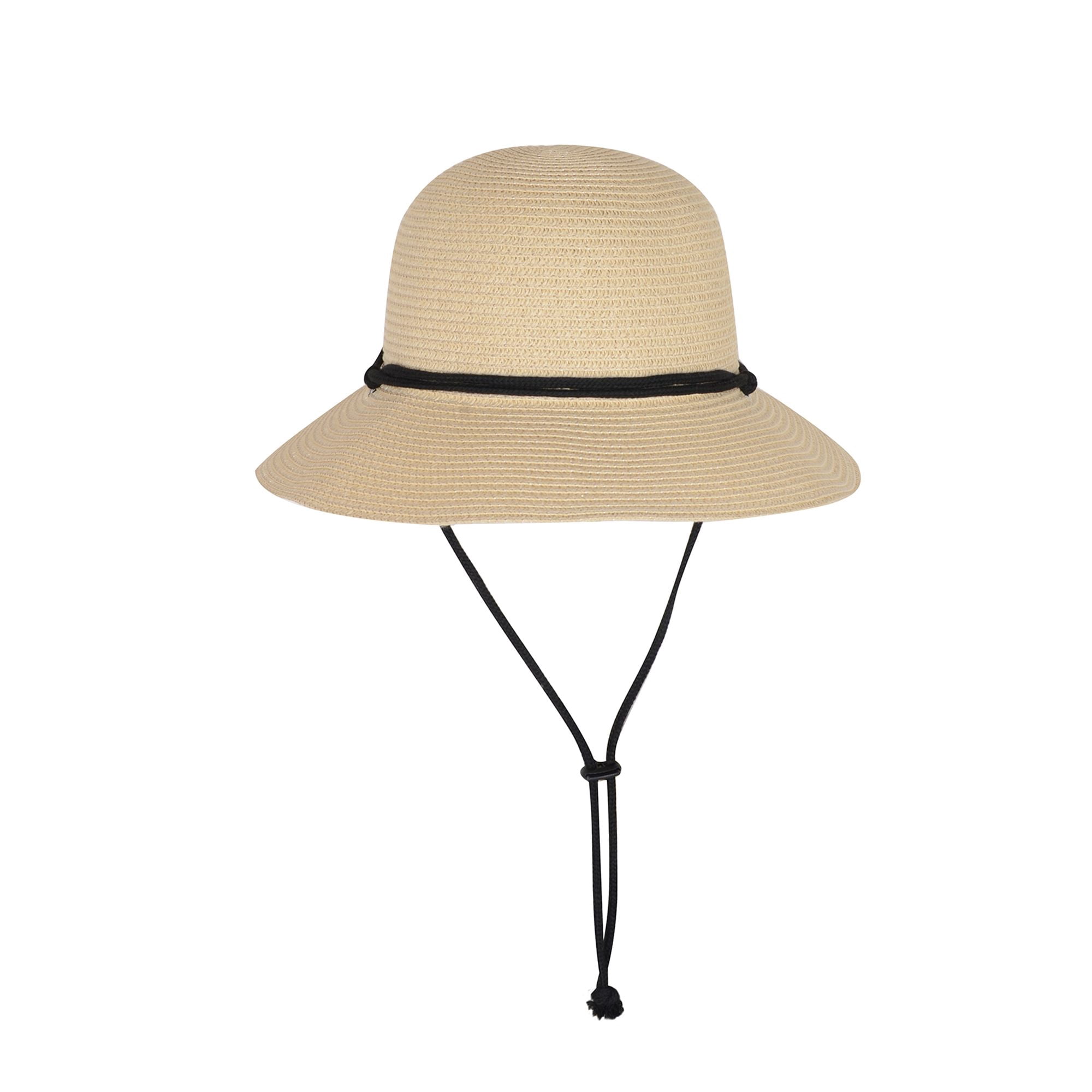 Wide Brim Straw Sun Hat with Chin Strap and Black Cord  display picture 3