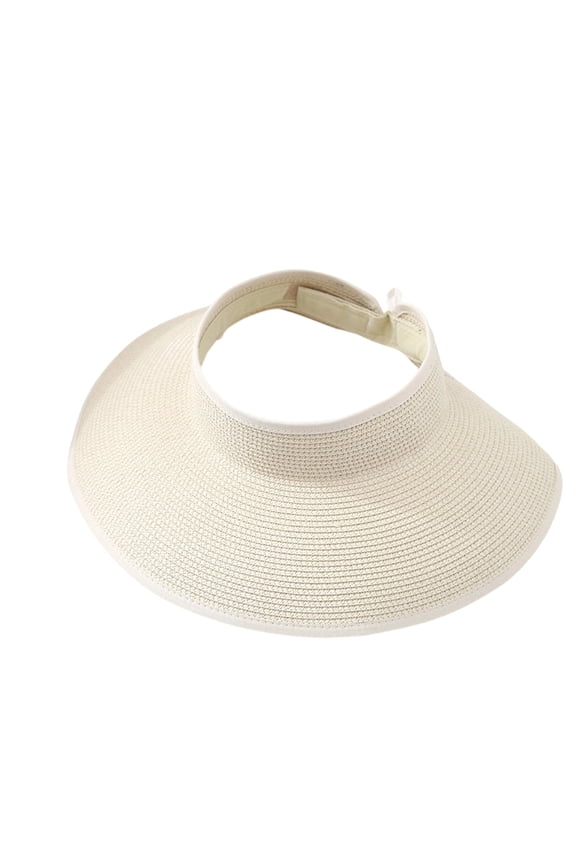 Wide Brim Straw Visor Hat Open Top Adjustable Sun Protection Lightweight Breathable Headwear for Outdoor Activities