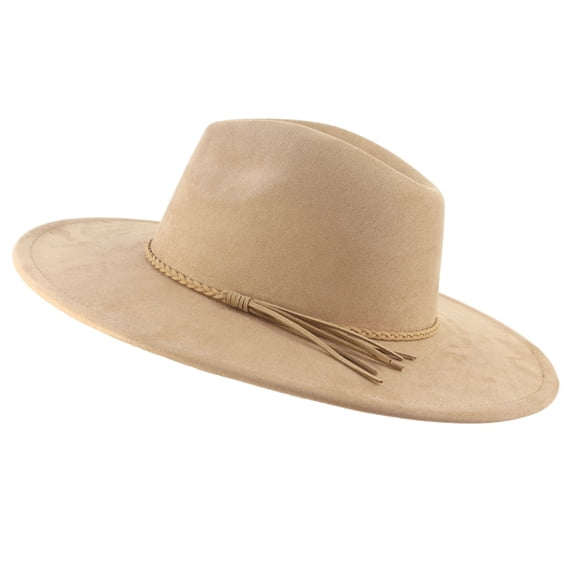 Wide Brim Suede Fedora Hats Unisex Classic Panama Hat Solid Retro Fedora