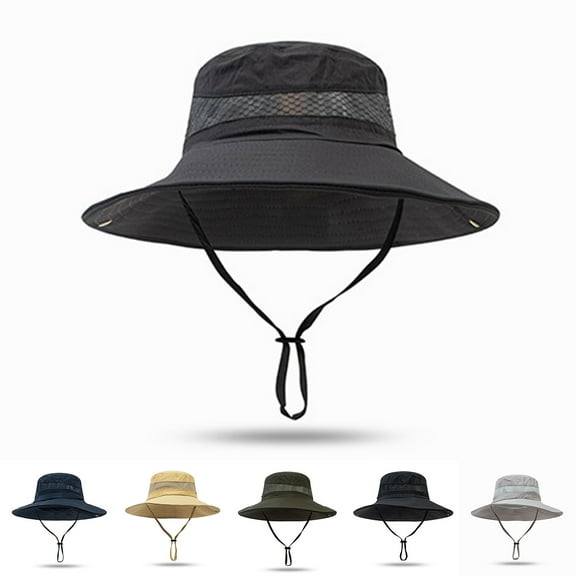 Wide Brim Sun Fishing Hat Safari Breathable UPF50+ Bucket Boonie Cap for Gardening Hiking Camping