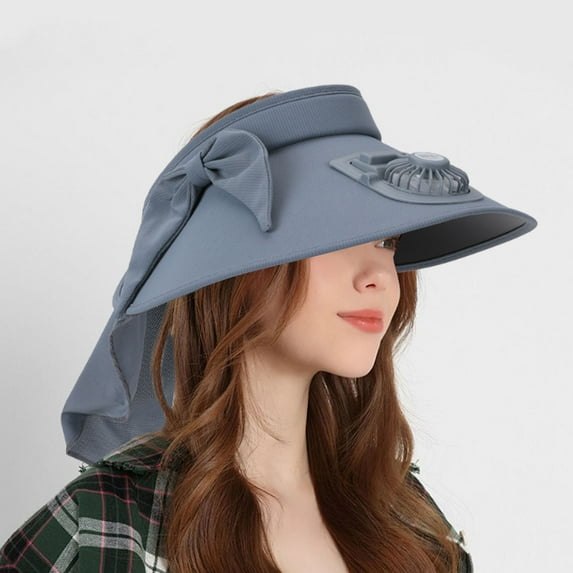 Wide Brim Sun Hat with 2 Solar Fan, Fishing Hat with Solar Powered Fans, Solar Fan Outdoor Fishing Hat, 3 Speed Adjustable Wide Brim Solar Fan Outdoor Fishing Hat-Solar & Usb Charging Dark Gray