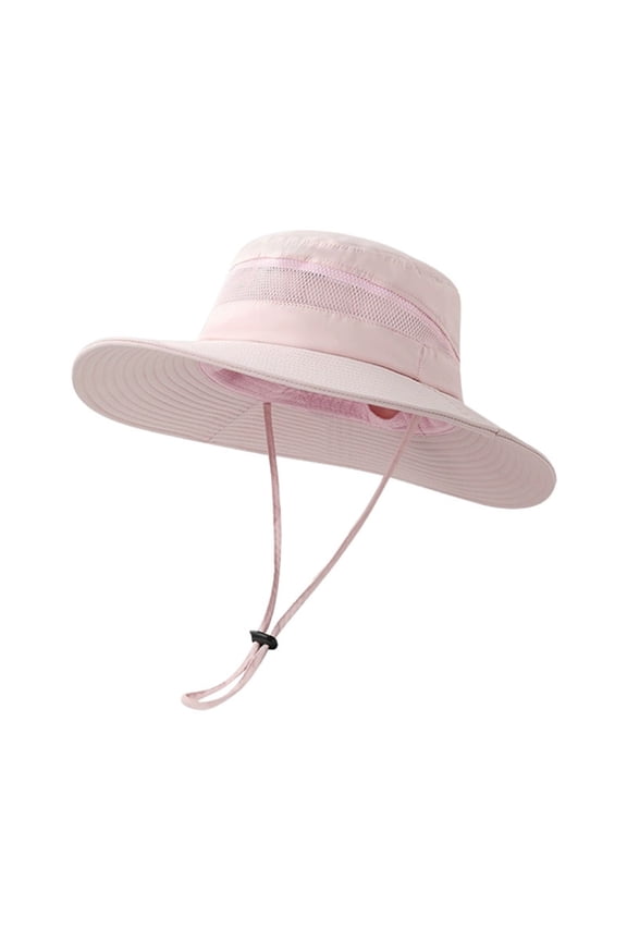 Wide Brim Sun Hat with Adjustable Chin Strap,UPF 50+ Bucket Hat for Hiking, Fishing, Camping,Outdoor Summer Sun Protection and Travel Activities, Windproof Breathable Sun Hat for Men and Women Pink