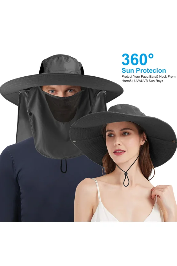 Wide Brim Sun Hat Breathable UV Protection Bucket Cap for Hiking Camping Fishing