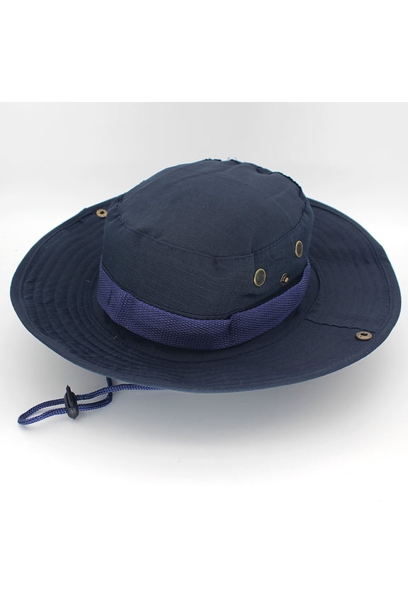 Wide Brim Sun Hat, Fishing Hat UPF 50+ Sun Visor Hat for Men Women Adjustable UV Protection Hiking Beach Bucket Cap (58-60cm, Navy)