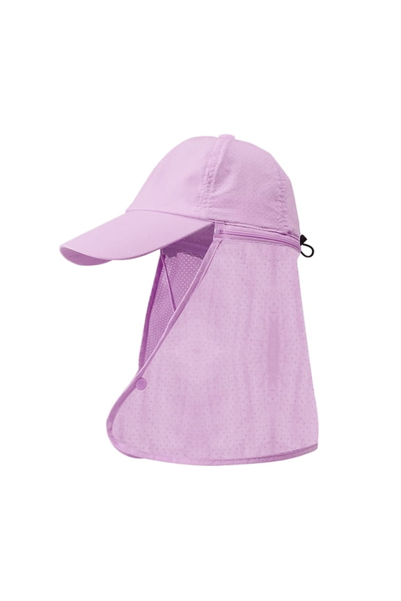 Wide Brim Sun Hat Foldable Bucket & Baseball Cap Combo with Shawl, Lightweight Fabric for UV Protection, Outdoor,Purple,One Size,Dailypoc