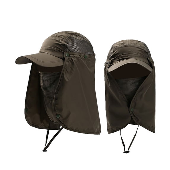 Wide Brim Sun Hat for Men and Women - Outdoor Summer Hat with Neck Flap and Face Cover for Fishing, Hiking, Beach, and Gardening - Summer Sun Shade Accessories, Army Green-D, 14.96"