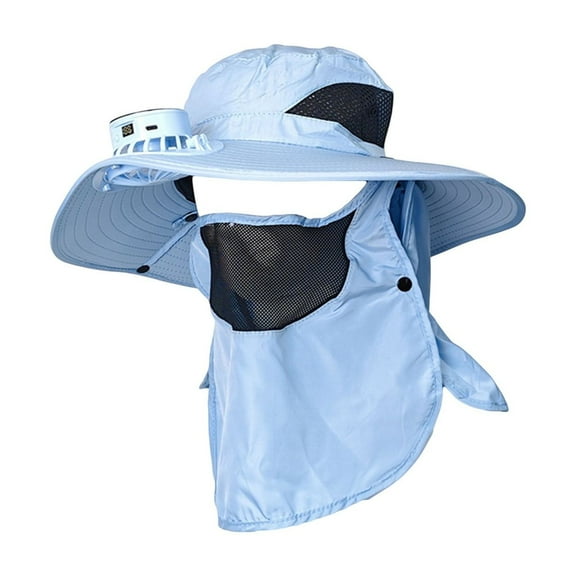 Wide Brim Sun Hat with Solar Fan USB Rechargeable Fan Hat, Outdoor Fishing Hat with Neck Flap for Men Women, Summer Solar Fan Hat for Fishing, Hiking, Camping