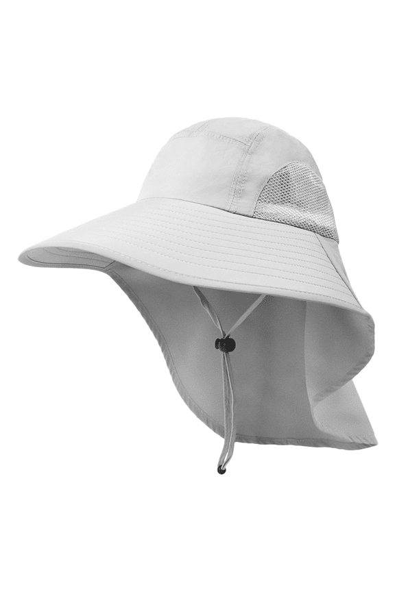 Wide Brim Sun Hat , UPF Hiking Safari Fishing Caps for Men and Women - gray