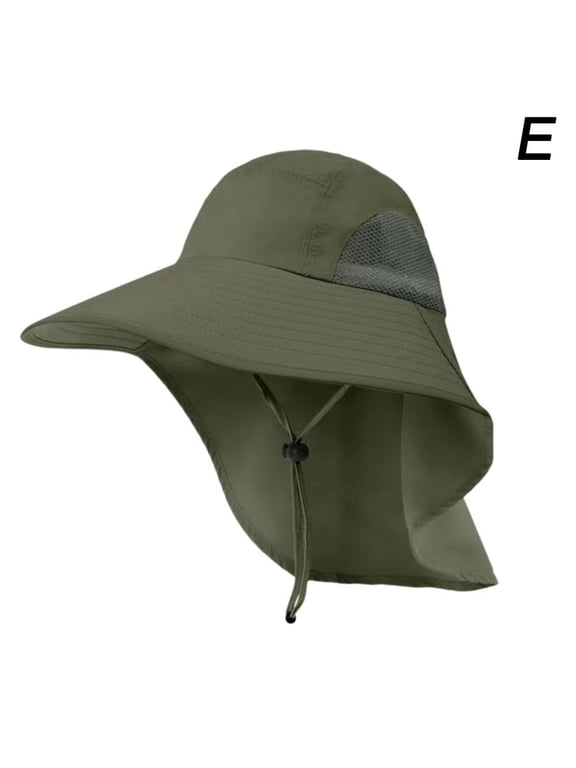 Wide Brim Sun Hat With Neck Flap UPF 50+ Protection Breathable Mesh Sides Quick Dry Polyester for Fishing Hiking Camping Outdoor Summer Activities