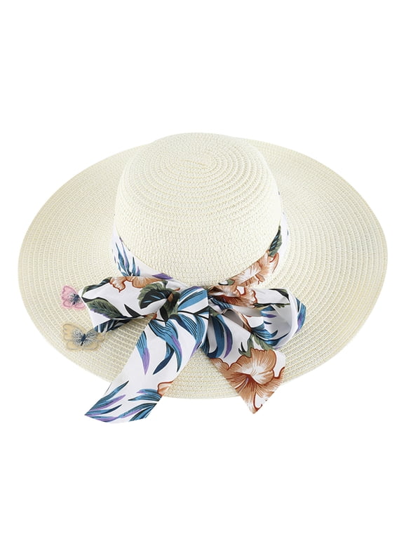Wide Brim Sun Hat Women, Audhol Oversized Sun Straw Hat for Women, Upf 50+ Floppy Wide Brim Summer Hat, Foldable Roll Up Travel Hat Foldable Ladies Hats Large Brim Sun Hats for Women White M