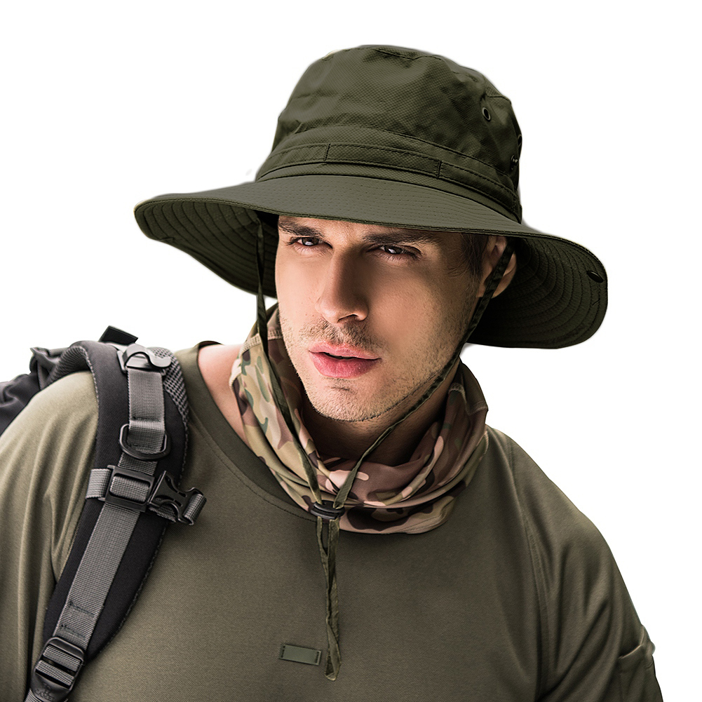 TELOLY Wide Brim Sun Hat for Men Outdoor Sun Protection Boonie Summer Hat for Safari Hiking Fishing Cycling - image 1 of 3