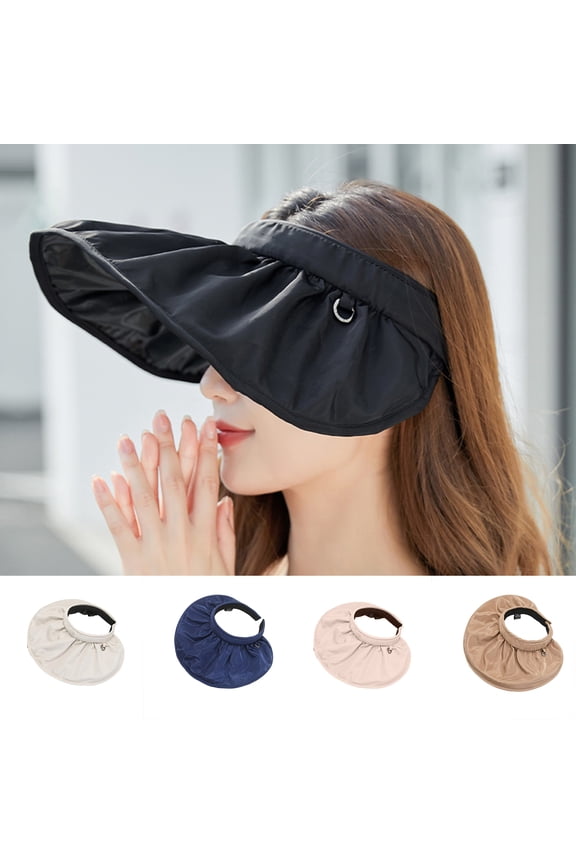 Wide Brim Sun Hat for Women UV Sun Visor Sunshade Dual Use Hair Hoop Fashion Accessories