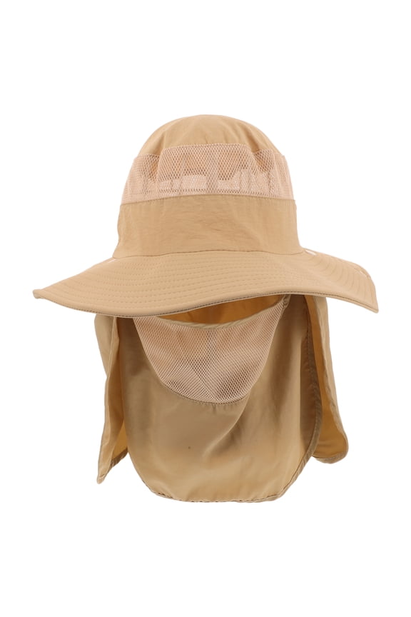Raindrops Unisex Khaki Wide Brim Sun Hat Breathable Nylon for Fishing Hiking