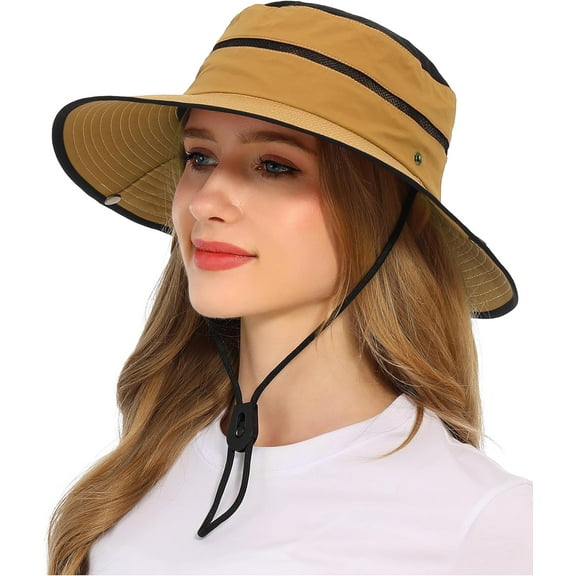 Wide Brim Sun Hat for Women and Men UPF 50  Packable Mesh Beach Bucket Hats