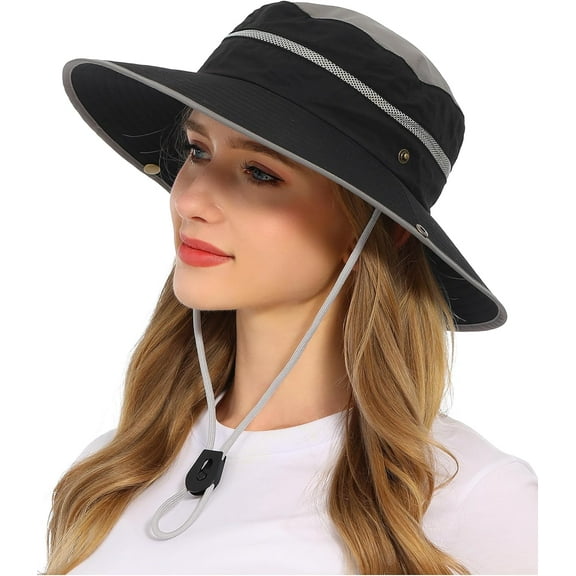 Wide Brim Sun Hat for Women and Men UPF 50  Packable Mesh Beach Bucket Hats