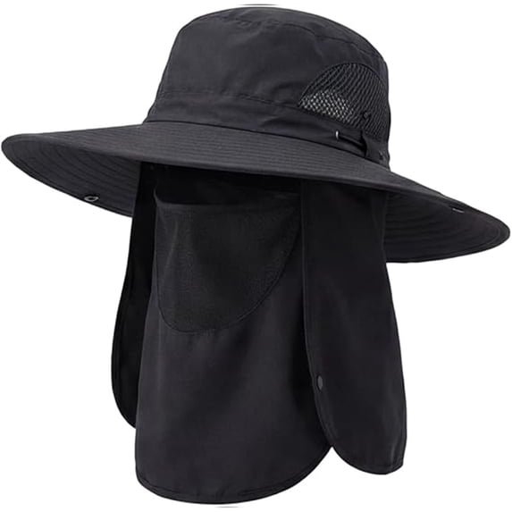 Wide Brim Sun Hat with Detachable Face & Neck Cover, UV Protection for Outdoor Hiking Fishing,Colour as Pictured
