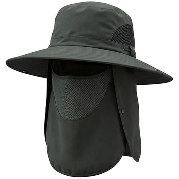 Wide Brim Sun Hat with Detachable Face & Neck Cover, UV Protection for Outdoor Hiking Fishing,Colour as Pictured