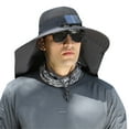 thumbnail image 1 of Wide Brim Sun Hat with Fan Outdoor Solar Powered USB Charging Fishing Hat with Neck Flap for Men Women, 1 of 4