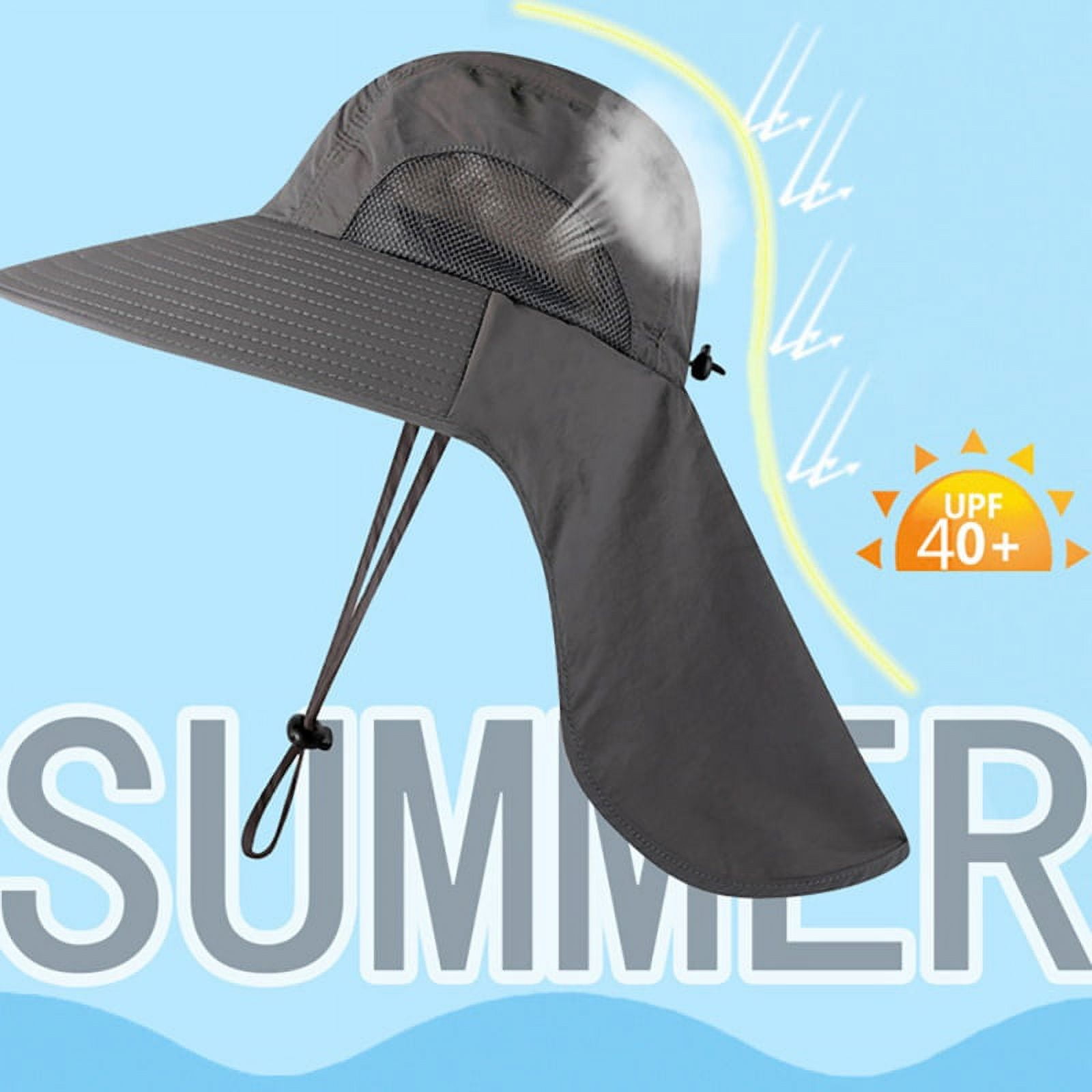 Wide Brim Sun Hat with Neck Flap, UPF 50+ Hiking Safari Fishing Caps for Men  and Women 