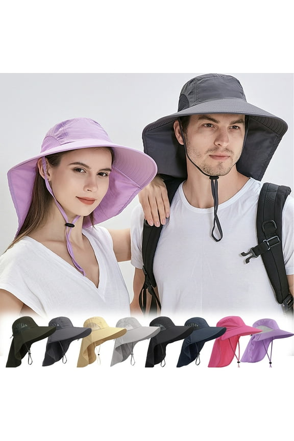 Dalrosia Wide Brim Sun Hat with Neck Flap for Women Men Hiking Fishing Gardening Hat Waterproof with UV Sun Protection