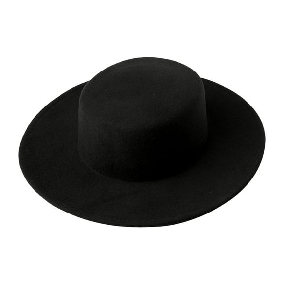 Wide Brim Sun Hats Fashion Trendy Colour Boater Shapesombrero Winter Warm Outdoor Dresshat,Black Polyester Sun Hat
