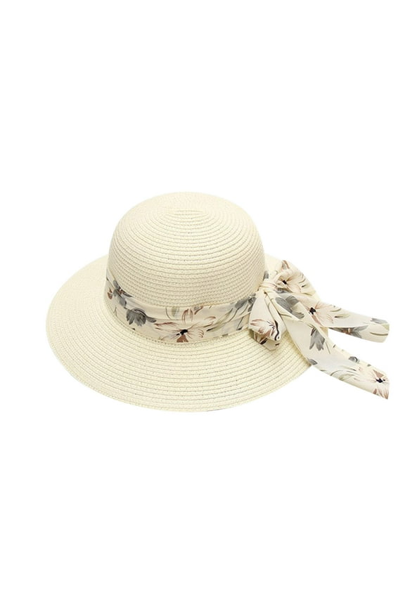 Wide Brim Sun Hats for Women Summer Hats For Women Wide Bongrace Women Straw Beach Hat Little Girl Sun Cap Foldable Ladies Hats,White Women's Accessories Sun Hats