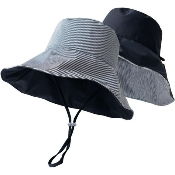Wide Brim Sun Hats for Women, Reversible Double-Side-Wear Bucket Hat, UPF50  UV Packable Summer Beach Fisherman Cap