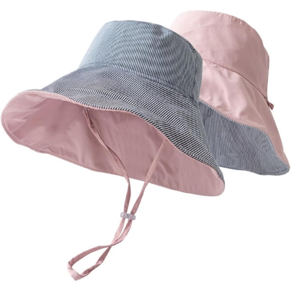 Wide Brim Sun Hats for Women, Reversible Double-Side-Wear Bucket Hat, UPF50  UV Packable Summer Beach Fisherman Cap