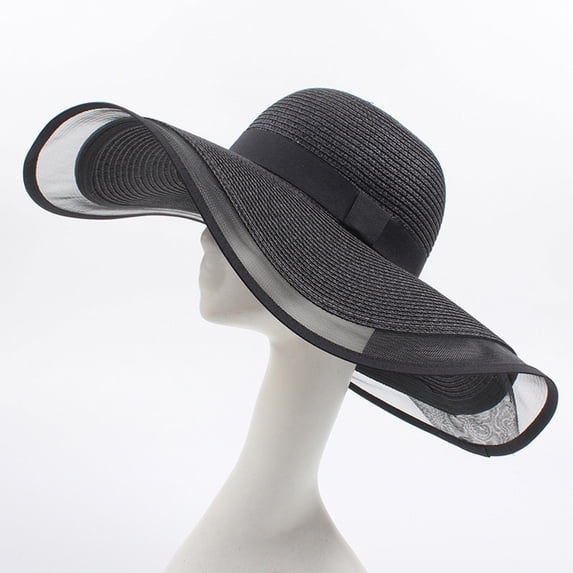 Wide Brim Sun Hats for Women UV Protection Straw Hats Lace Floppy Sun Protection Hats Packable Summer Beach Hat,One Size