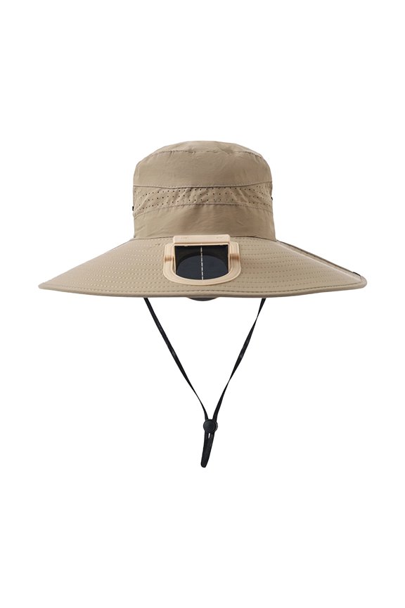 Wide Brim Sun Hats with Mini Fan, Outdoor Camping Fishing Beach Cooling Cap