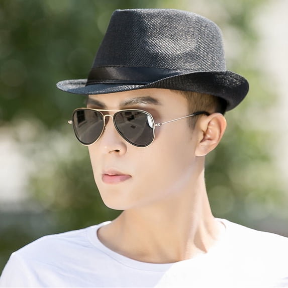 Wide Brim Sun Protection Hat Solid Color Boater Summer Beach Sunhat for Vacation