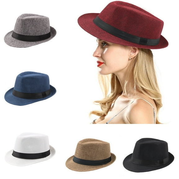 Wide Brim Sun Protection Hat Solid Color Boater Summer Beach Sunhat for Vacation