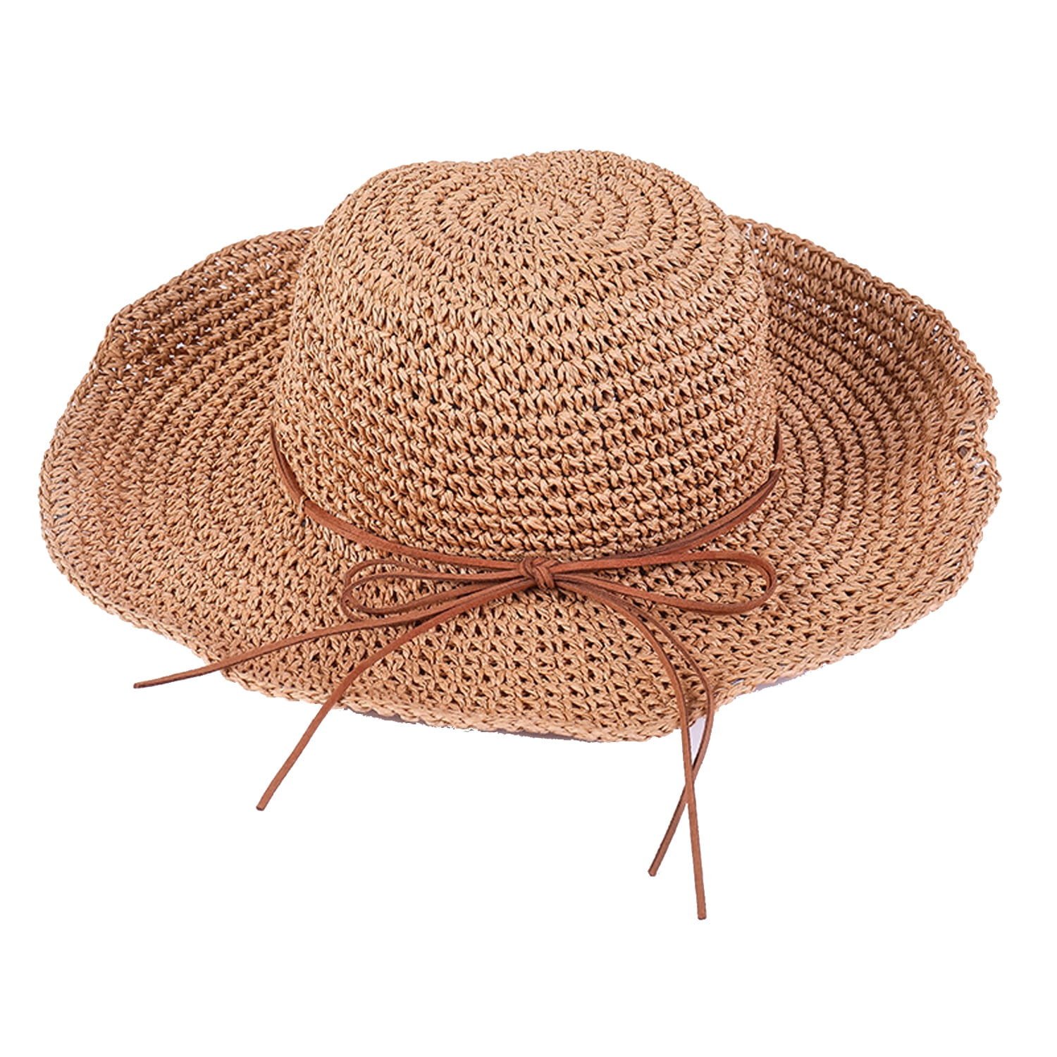 Wide Brim Sun Protection Hat Women Summer Beach Straw Hat Adjustable  Foldable Sun Hat UPF50+
